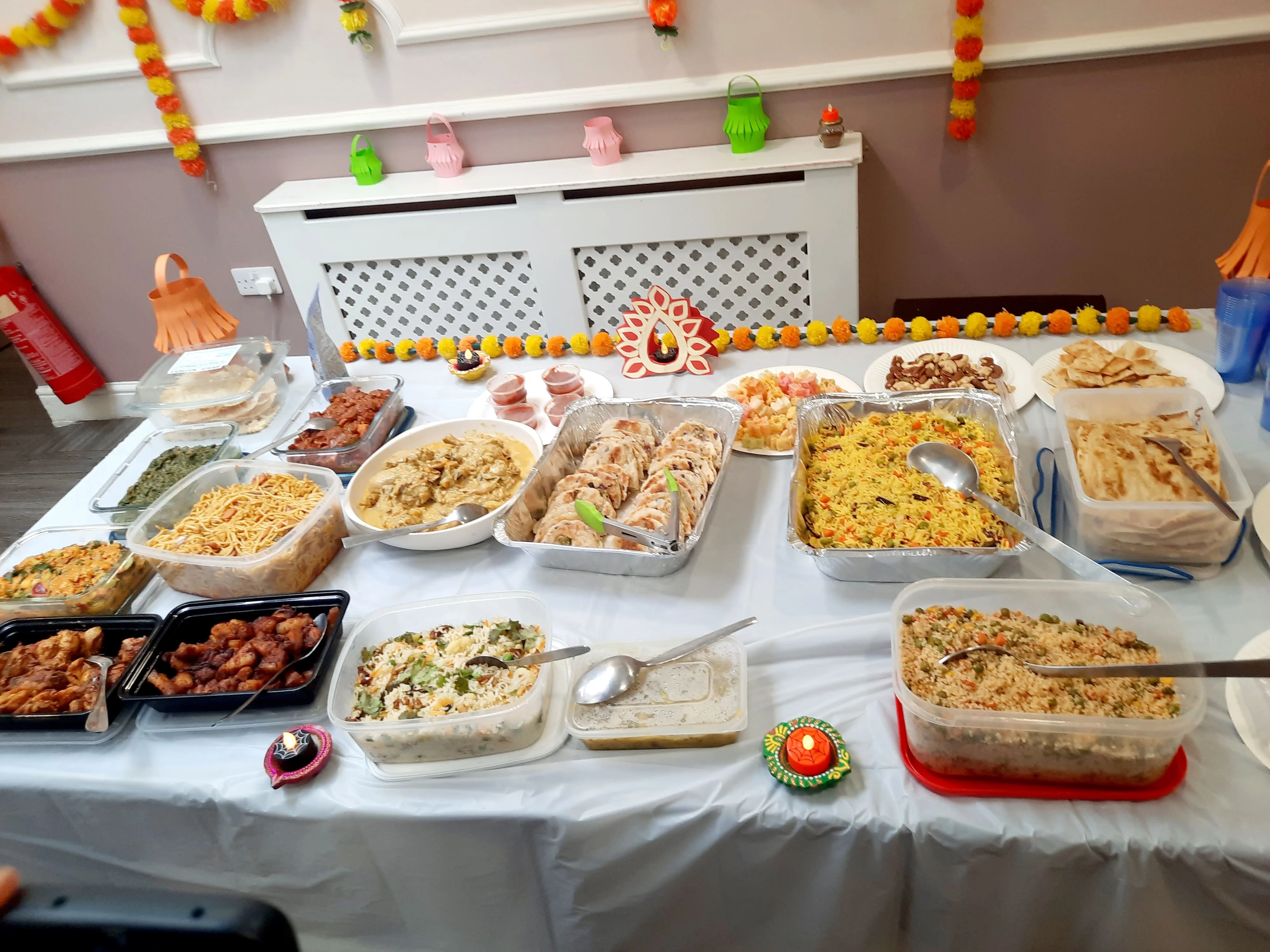 Fresh pastries and lunch buffet spread